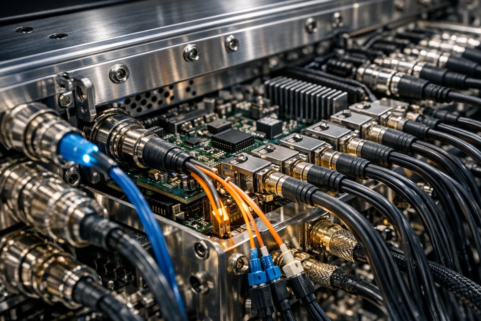 Detailed view of Mai Square defense system calibration and precision instrumentation