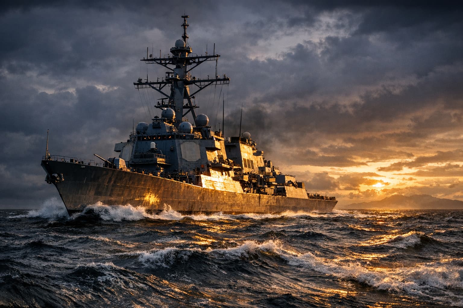 Close-up of precision-engineered naval system components